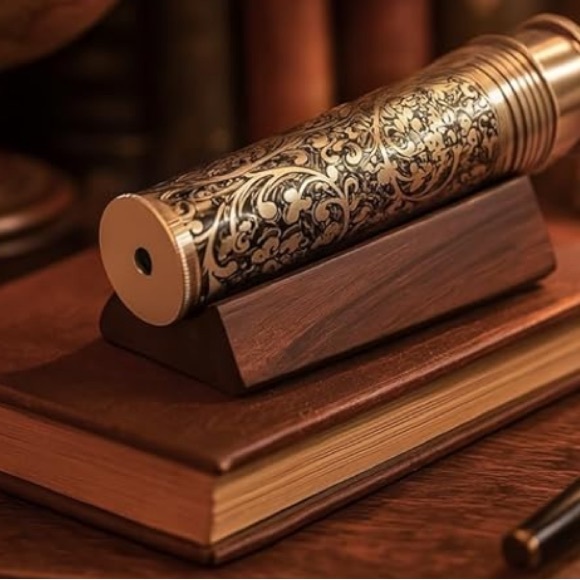 NIB Handmade Roorkee Institute Etched Brass Kaleidoscope - Picture 9 of 10